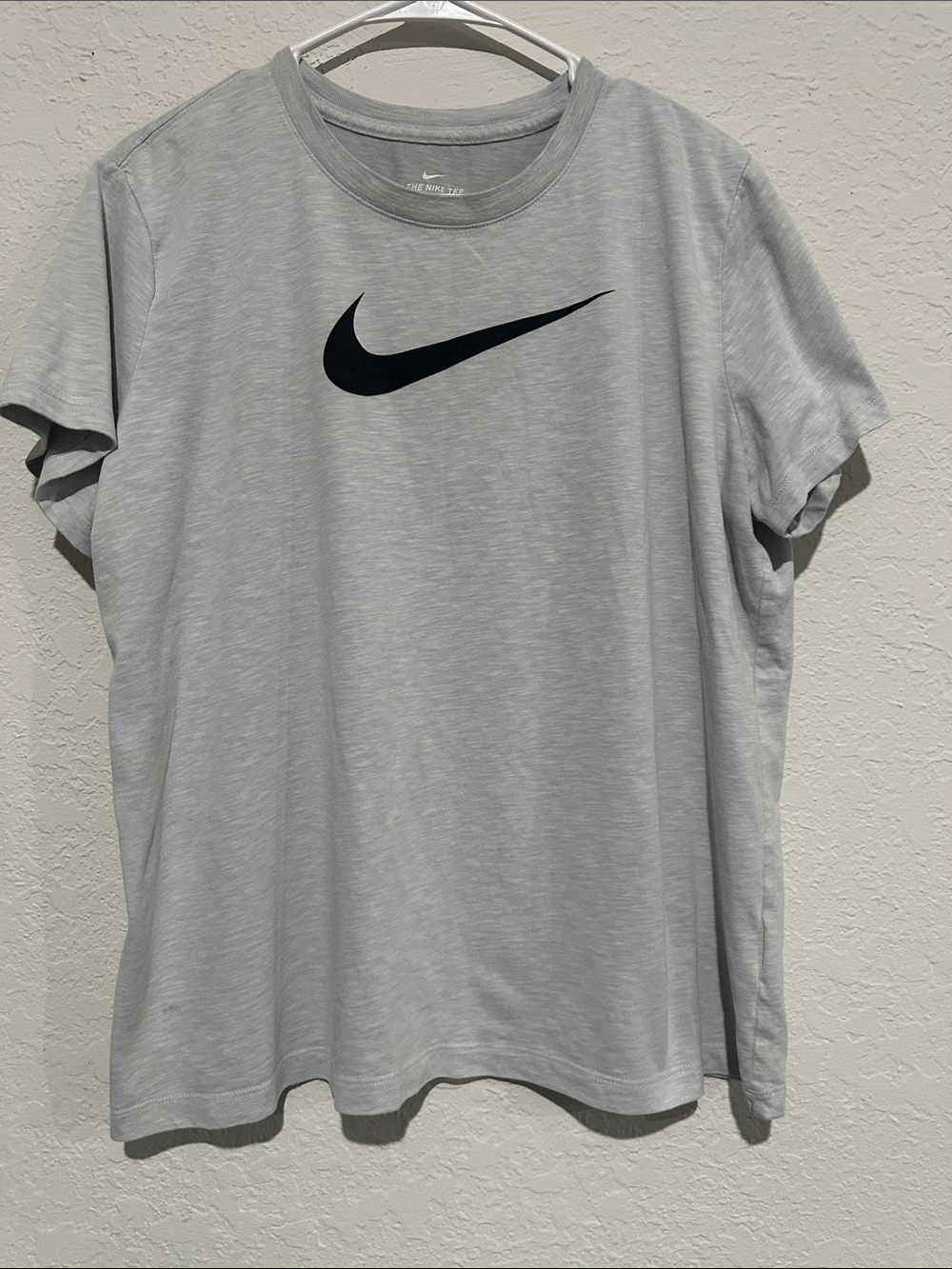 Nike Light Gray Short‑Sleeve Tee with Black Swoosh